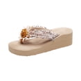 thumbnail image 3 of IEMIEMIEM Women's Cute Sandals 3D Floral Applique Woven Fabric Platform Wedge Flip Flops Thick Cushion Thong Sandals For Summer Beach Vacation Wear Yellow 8.5 Wide, 3 of 7