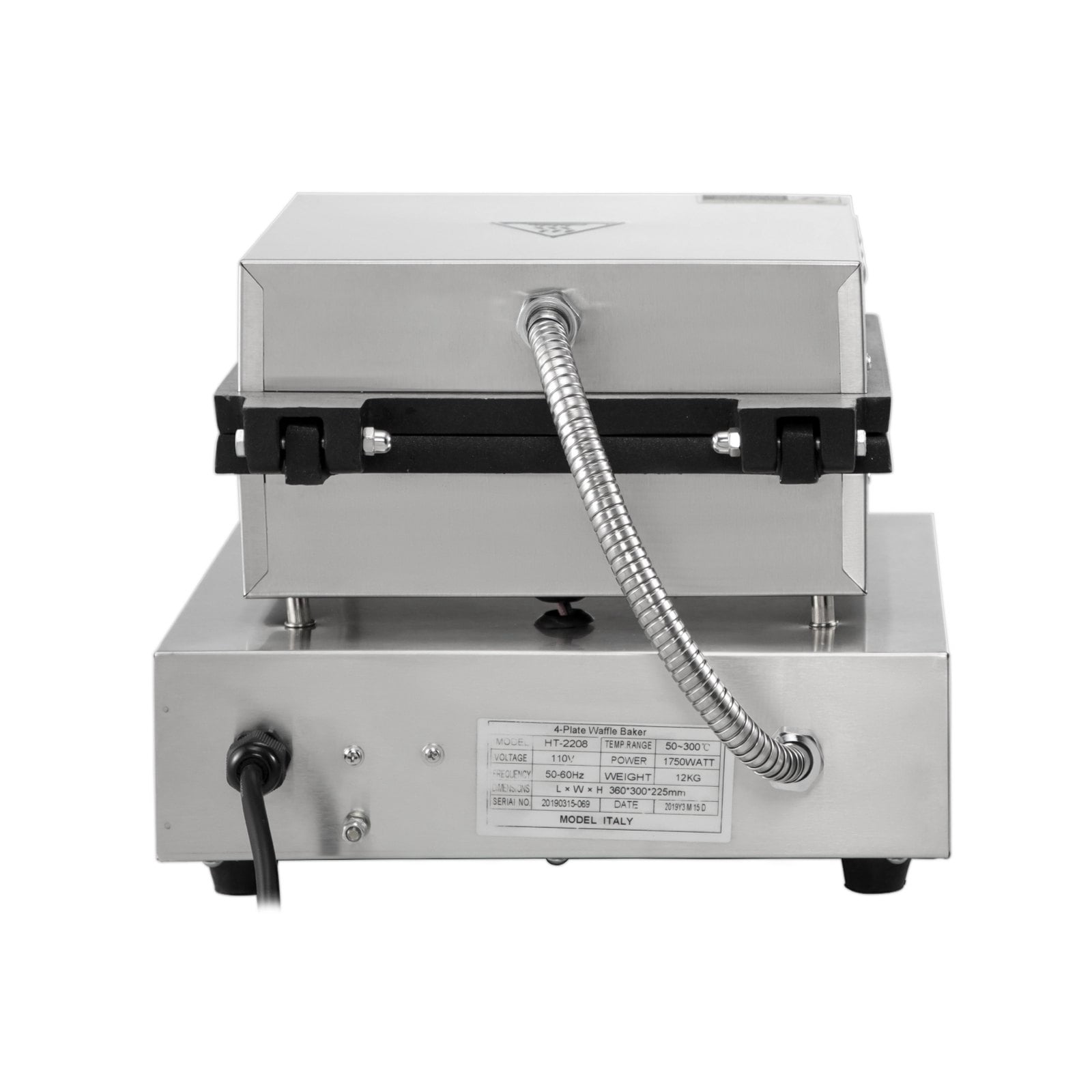 1400W Commercial Bubble Waffle Maker Non Stick Stainless Steel Baker with Rotatable Pans and Adjustable Temperature Egg Bubble Puff Iron with Wooden Handles