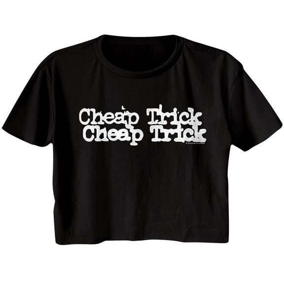 Cheap Trick Double Logo Black Junior Women's Festival Cali Cropped T-Shirt