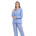 thumbnail image 4 of GLOBAL Womens 100% Cotton Notch Collar Pajama Set Homewear with Pockets, Spring & Summer, 2-Piece, Sizes S to 3X, 4 of 7