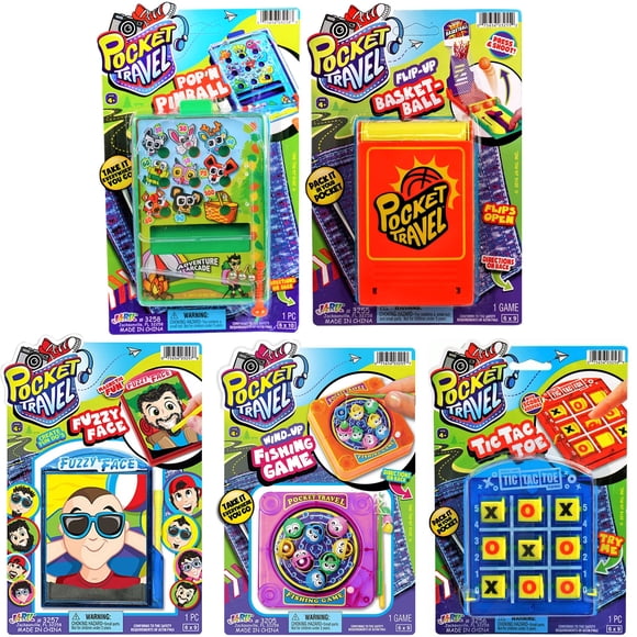 Set de juguetes JA-RU Pocket Travel con 5 juguetes para niños, minijuegos portátiles