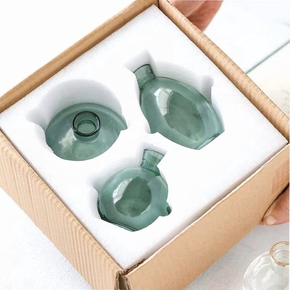 Glass Vases Set of 3,Small Flower Vases for Wedding Centerpiece Table Decorations,Light Green Vintage Embossed Mini Vases,Flower Arrangements in Vases for Party or Home Decor