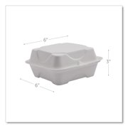 Eco-Products EP-HC6NFA Vanguard 6 in. x 6 in. x 3 in. Renewable and Compostable Sugarcane Clamshells - White (500/Carton)