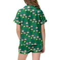 thumbnail image 3 of MIASHUI Ensemble de Pyjama 2 Pcs pour Filles à Imprimé Floral, Manches Courtes et Shorts, Vert, 2-3 Ans, 3 of 4