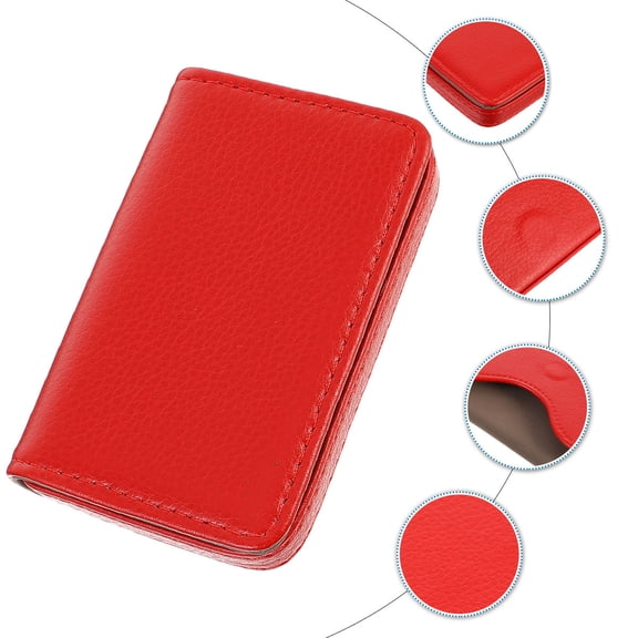RENACLIPY Red PU Business Card Case for Holding Cards with Magnetic Closure