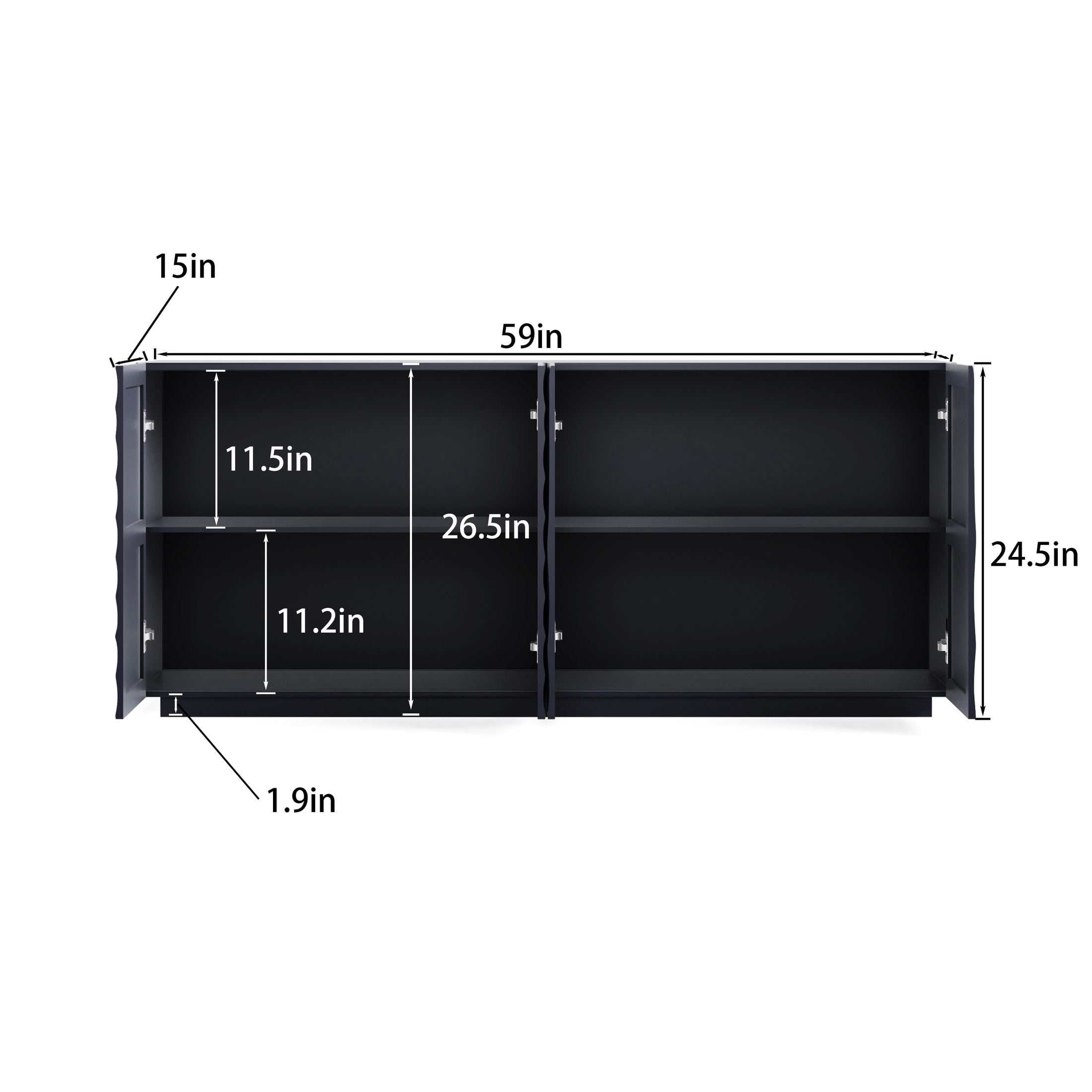 Noble House Lavor 4-Door Modern Accent Storage Sideboard Cabinet, Buffet Cabinet for Kitchen, Living Room, Navy Blue