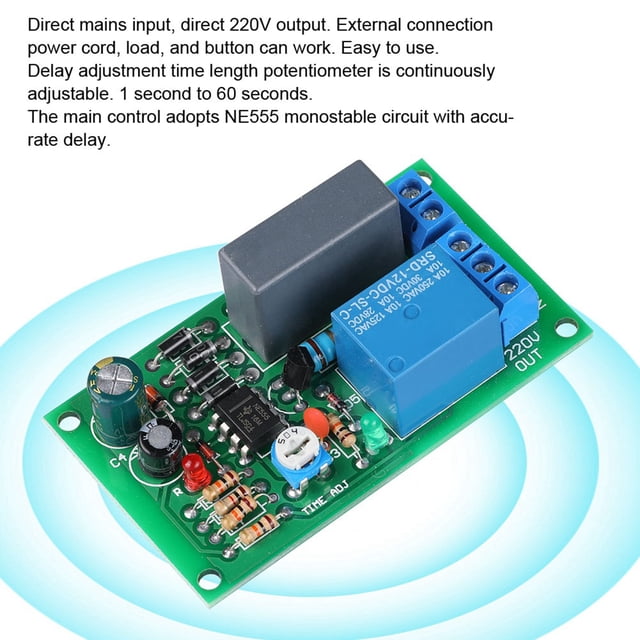 Módulo de interruptor de retardo de relé tablero de relé módulo de interruptor retardo de entrada/salida apagado tablero de relé retardo de 220 V para el hogar