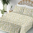 thumbnail image 3 of Ambesonne Summer Vibe Fitted & Flat Sheet with Shams 4 Pcs Set, Garden Daffodils Print, Full, Eggshell Pistachio Green, 3 of 5