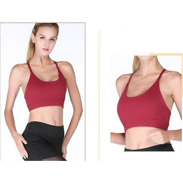 Women's Longline Sports Bra Wirefree Padded Medium Support Yoga Bras Gym  Running Workout Tank Tops 