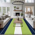 thumbnail image 4 of Navy Blue Green Stripe Washable Living Room Rugs 6'x9', Gradient Line Low Pile Throw Large Area Rug Non-Slip Sturdy Edge Binding Carpet for Dining Room Kitchen Office, 4 of 9