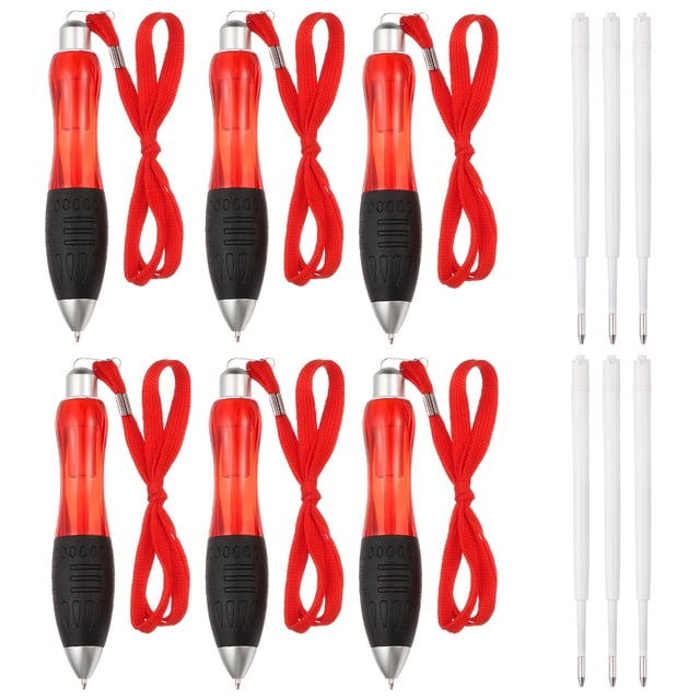 Uxcell 6Pcs Big Fat Pens, Red Weighted Pens with 6 Black Refills