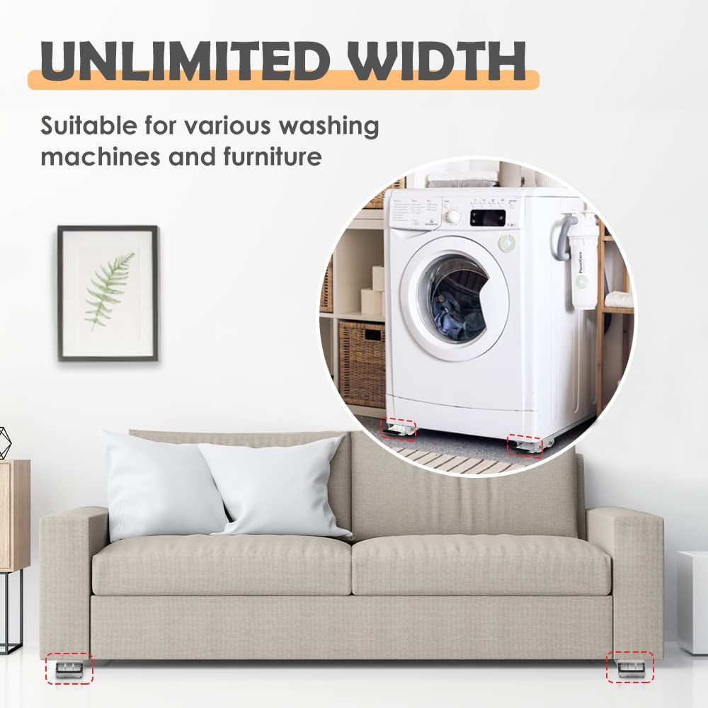 LUCKUP Appliance Rollers Heavy Duty Washing Machine Stand with Wheels, Furniture Dolly Mobile Roller for Refrigerators, Dryers and Dishwashers, Support 660 LB, White
