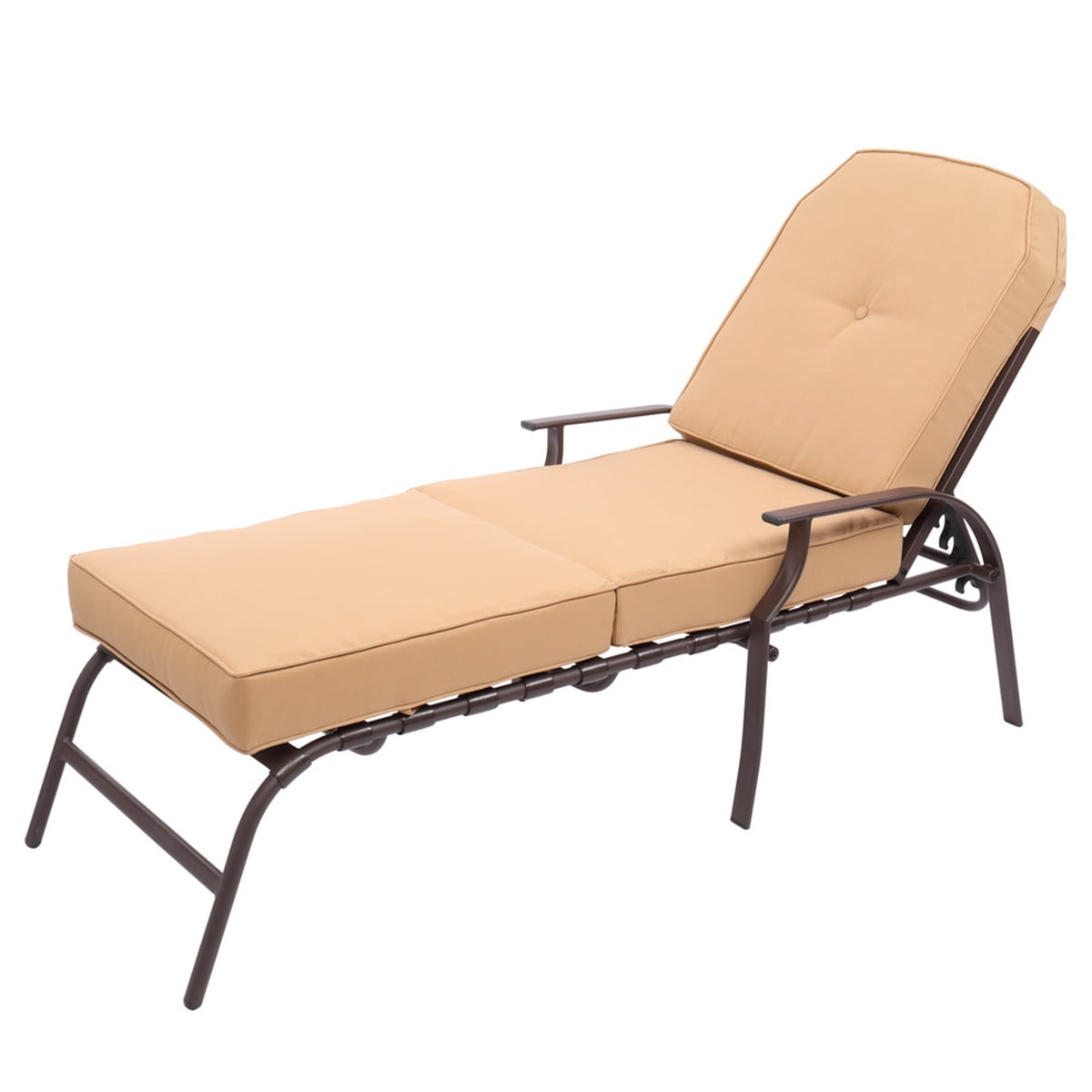 Cterwk Adjustable Outdoor Steel Patio Chaise Lounge Chair with 5