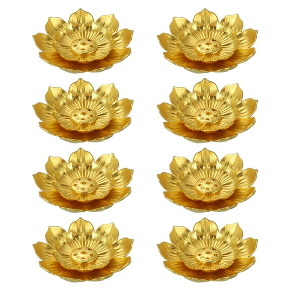 8pcs Incense Burner Kit, Brass Lotus Stick Incense Holder Ash Catcher for Yoga Meditation Gold