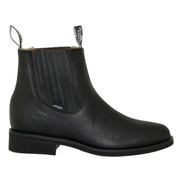 Bota Botín Establo De Piel Suela Goma Para Caballero Modelo 555 Negro Grasso