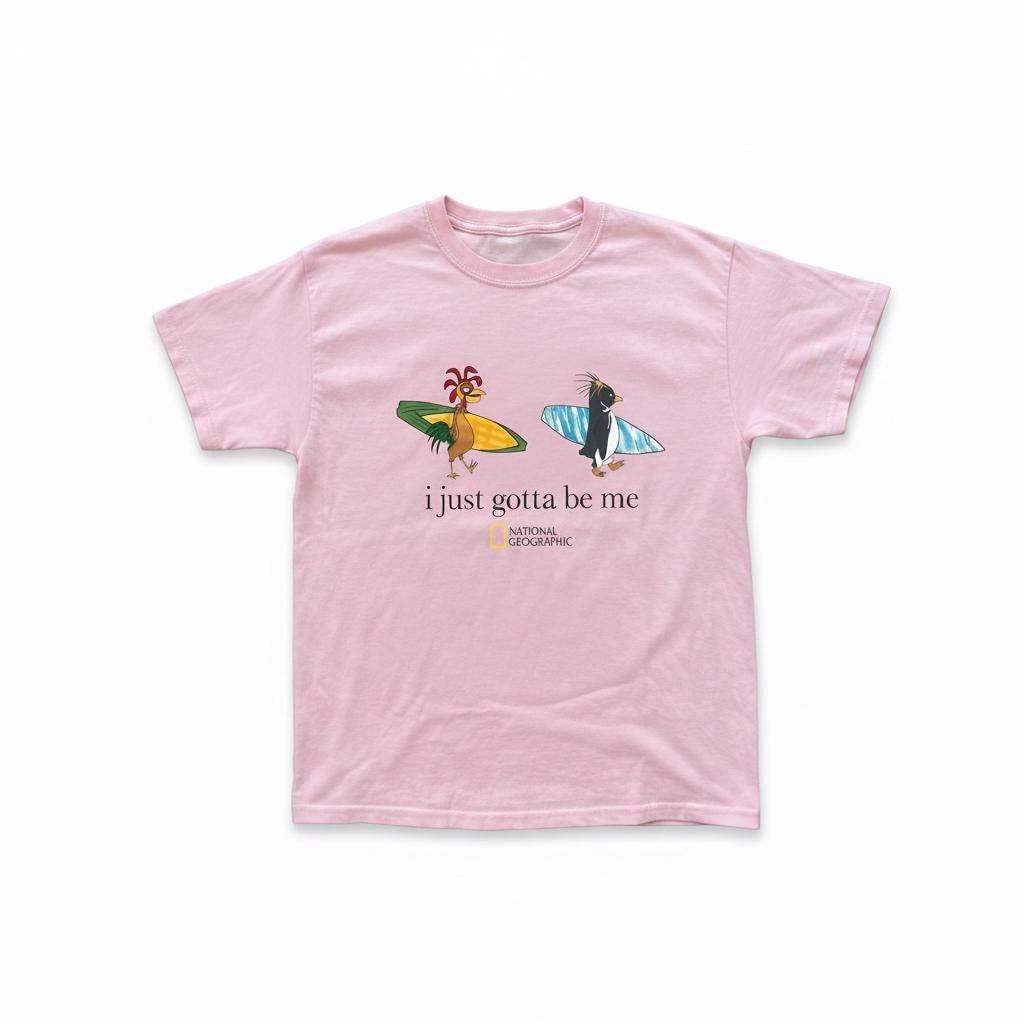 I Just Gotta Be Me Surf Birds T-Shirt, Cute Beach Animal Graphic Tee, Funny Summer Vibe Shirt, Cartoon Bird Surfing Tee, Unisex Gift