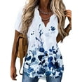 thumbnail image 1 of DYMADE Women V-Neck Short Sleeve Pullover Floral Pattern OL Blouse, 1 of 4