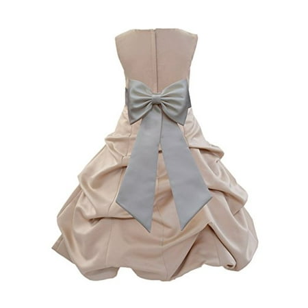 Ekidsbridal Champagne Satin Pick-Up Bubble Flower Girl Dresses Pageant Wedding Formal Special Occasions Dresses Recital Reception Party Ball Gown Graduation Birthday Girl Ceremony Princess 808T