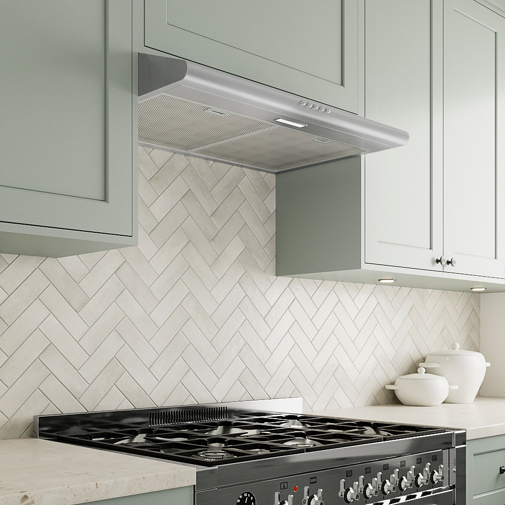 Streamline 30 in. Stornara Convertible Undermount 80 CFM Range Hood in Brushed Stainless Steel with Mesh Filters, Push Button Control, LED Light