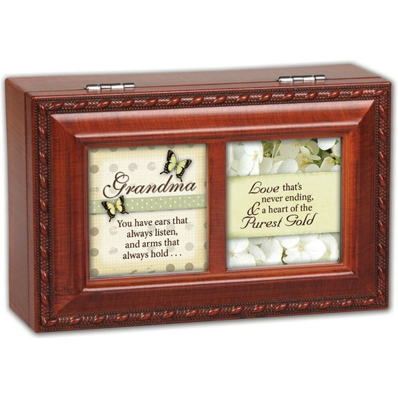 Cottage Garden Grandma You Have Faux Woodgrain Petite Music Box / Jewelry Box...