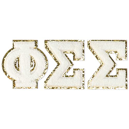 Sorority Shop Phi Sigma Sigma Chenille Letter Stickers - Adhesive Back, Set of 3 Greek Letters