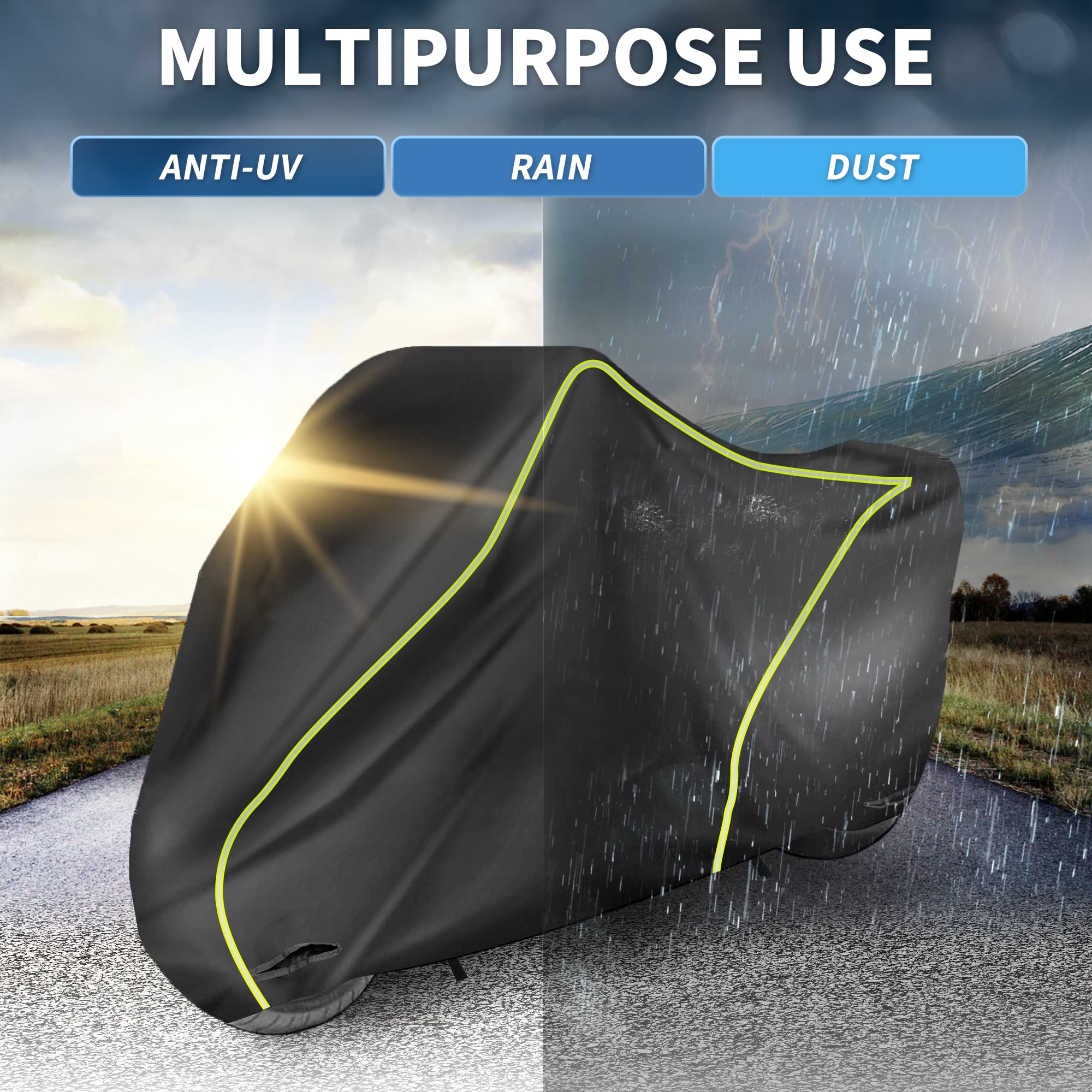 Unique Bargains Motorcycle Cover 00D Oxford Fabric with Lock Hole 116.1"x 43.3"x 55.1"