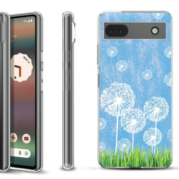 Slim-Fit Gel TPU Phone Case for Google Pixel 6a, by OneToughShield ® - Dandelion Sky