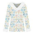 Christmas Tunic Tops for Women Xmas Snowflake Print Blouse Faux Fur