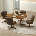 thumbnail image 2 of Chromcraft 5-Piece Dining Table Set for 4, Expandable Table with 4 Swivel-Tilt Fabric Caster Chairs for Kitchen & Dining Room (Chestnut-Mocha), 2 of 6