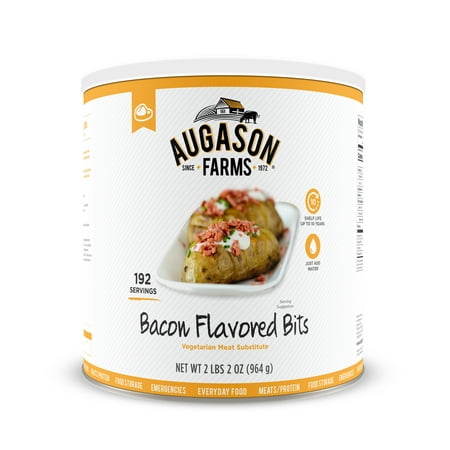 Augason Farms Bacon Flavored Bits Vegetarian Meat Substitute 2 lbs 2 oz No. 10 Can