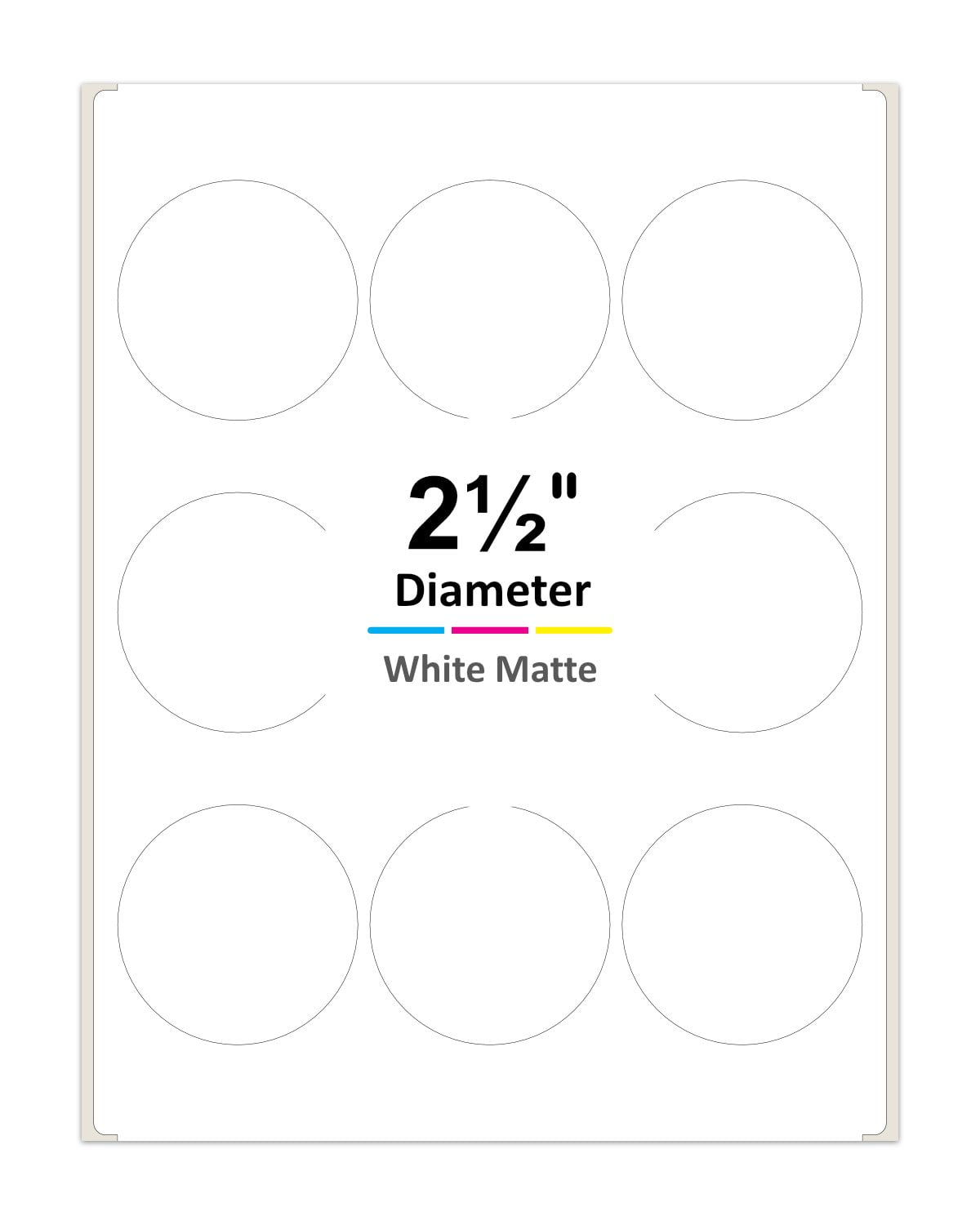 2" inch Circle Round Label White Matte Finish Laser Inkjet 3 Sheets 60 Labels 