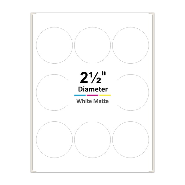 PACKZON 2.5 Inches Diameter Round Labels for Laser/Inkjet Printers ...