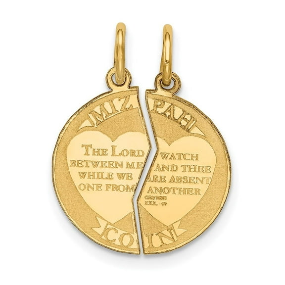 Auriga Fine Jewelry 14K Yellow Gold 2-piece Mizpah Charm for Women (L - 22mm, W - 17mm)