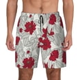 thumbnail image 2 of Goofa Leaves And Anemone Flowers In Red Grey Printed Men's Swim Trunks Board Shorts Quick Dry Mens Swimming Trunks with Compression Liner,Breathable Fit Hawaii Beach Shorts-3X-Large, 2 of 9