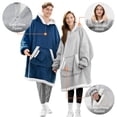 thumbnail image 3 of Joyfy Wearable Blanket Hoodie,Oversize Hoodie Fleece Sweatshirt Wearable Blanket for Women and Men,Clothing Gift for Women Men Mom Dad,Giant Hood Pocket and Sleeves for Adult(Nevy,Oversize), 3 of 8