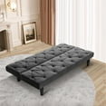 thumbnail image 2 of Aukfa Velvet Futon Convertible Sofa for Home Office, Tufted Back, Space Save, Black, 2 of 8
