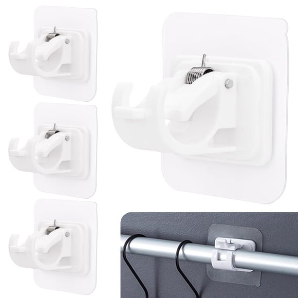 Soporte de barra redonda autoadhesivo, 4 Uds. Soportes de gancho para cortinas, fijaciones, soporte para barra, sin taladro, soportes para barra de cortina, ganchos para barra de toalla