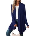 thumbnail image 3 of Xuanfei Women Solid Color Open Front Long Sleeve Irregular Long Cardigan, 3 of 7