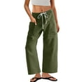 thumbnail image 5 of ZHYou Womens Drawstring Cargo Pants,Loose Fit,Baggy Elastic Waist,Multiple Pockets,Casual Wide Leg Trousers,Army Green,Size L, 5 of 8