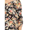 thumbnail image 5 of Women's Elegant Floral Print Tunic Casual Round Neck Roll Tab Sleeve Blouse Top, 5 of 6