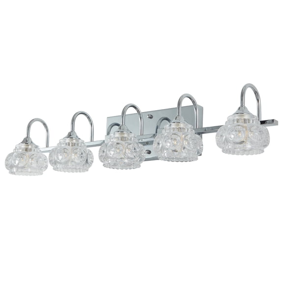 Stylish 5-Light Wall Sconce with Crystal Glass and Chrome Frame L001015-W5C