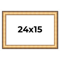 24x15 Frame Gold Plein Aire Solid Wood Picture Frame Width 2 Inches | Interior Frame Depth 0.5