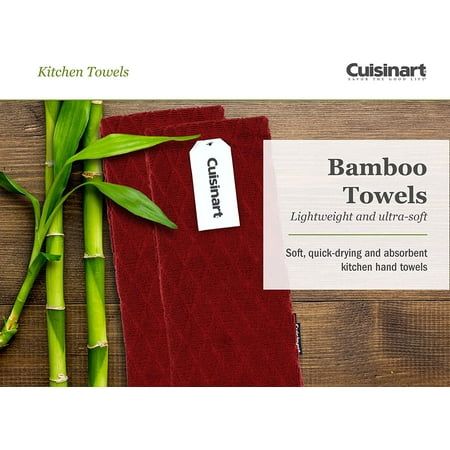 Cuisinart RED DAHLIA 2 Pack Cotton/Bamboo Blend Kitchen Towels 16" x 28 "