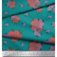 thumbnail image 3 of Soimoi Green Silk Fabric Leaves & Rose Floral Printed Fabric 1 Yard 42 Inch Wide, 3 of 3