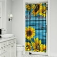 thumbnail image 2 of Sunny Sunflower Shower Curtain 36x72 with Hooks, Boho Floral Wildflower Bee and Butterfly Design, Quick-Drying Yellow Polyester for Rustic Country Farmhouse Bathroom Decor, 2 of 5