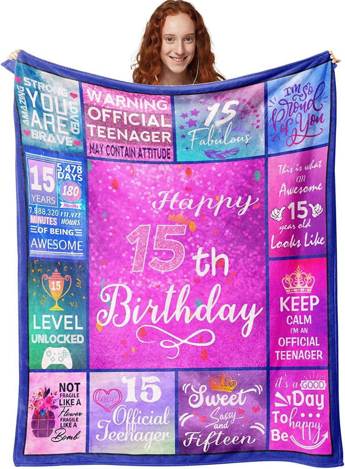 RooRuns 15 Quinceanera Gifts Blanket, 15 Year Old Girl Gift, for 15 Year  Old Girls, 15 Year Old Girl Gifts for Birthday,15th Birthday Gifts for Teen