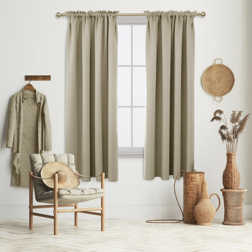 Deconovo Beige Blackout Curtains Rod Pocket Curtain Panels Thermal