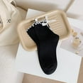 thumbnail image 4 of Ankle Socks Womens Bow Socks Ruffle Casual Crew Socks Cute Black White Soft Breathable Cotton Frilly Ankle Socks,Black Short Socks, 4 of 4