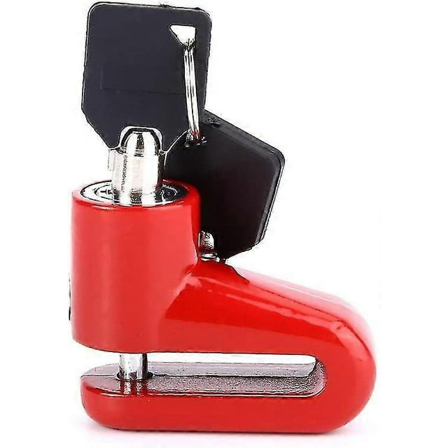 Disc Brake Block, Metal Anti-Theft Padlock with Plastic Frame and Keys for Motorcycle, Electric Vehicles, Bicycles (Red)