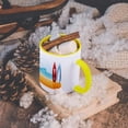 thumbnail image 5 of 3dRose, A Scene Of The Ocean With Two Surfboards, 11oz Two-Tone Yellow Mug, 5 of 7